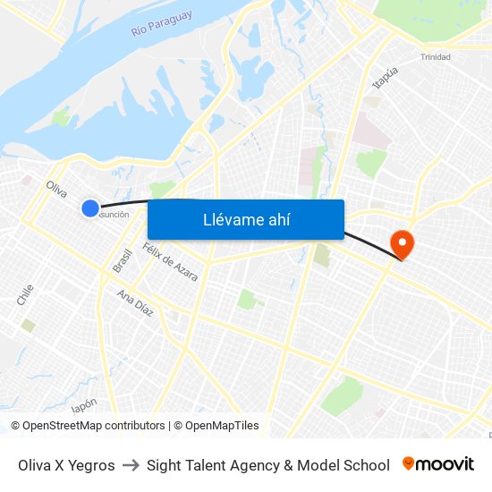 Oliva X Yegros to Sight Talent Agency & Model School map