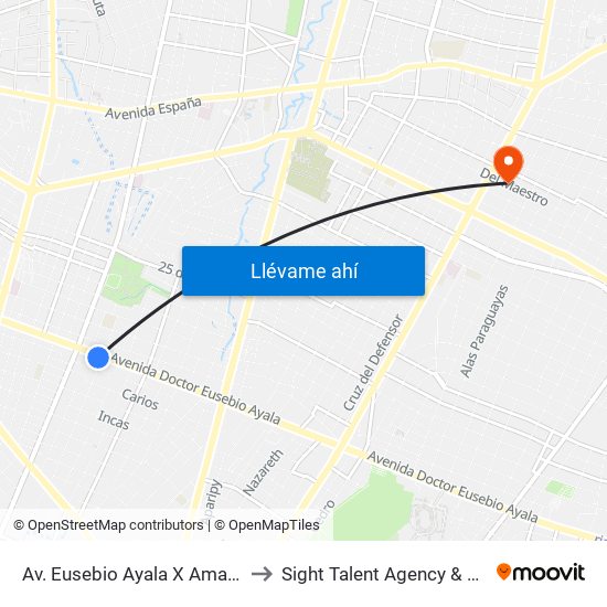 Av. Eusebio Ayala X Amancio González to Sight Talent Agency & Model School map