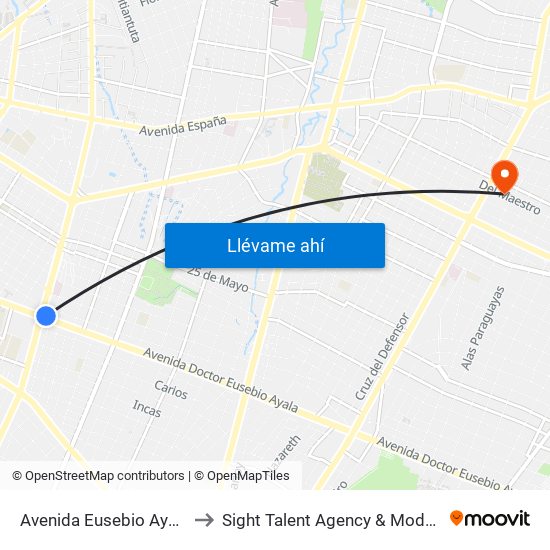 Avenida Eusebio Ayala, 995 to Sight Talent Agency & Model School map