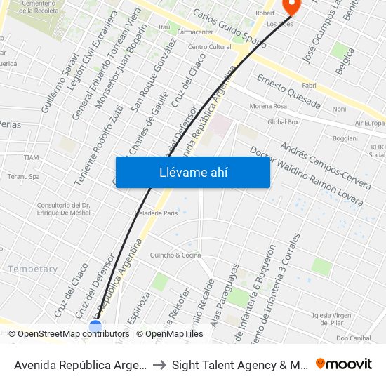 Avenida República Argentina, 1864 to Sight Talent Agency & Model School map