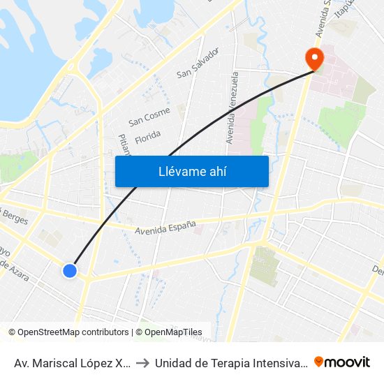 Av. Mariscal López X Melgarejo to Unidad de Terapia Intensiva Neonatal IPS map