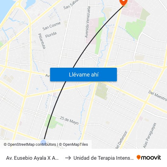 Av. Eusebio Ayala X Amancio González to Unidad de Terapia Intensiva Neonatal IPS map