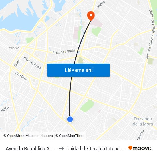 Avenida República Argentina, 3016 to Unidad de Terapia Intensiva Neonatal IPS map