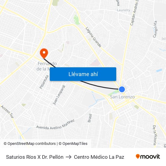 Saturios Ríos X Dr. Pellón to Centro Médico  La Paz map