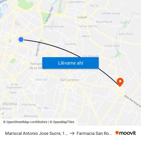 Mariscal Antonio Jose Sucre, 1411 to Farmacia San Roque map