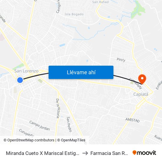 Miranda Cueto X Mariscal Estigarribia to Farmacia San Roque map