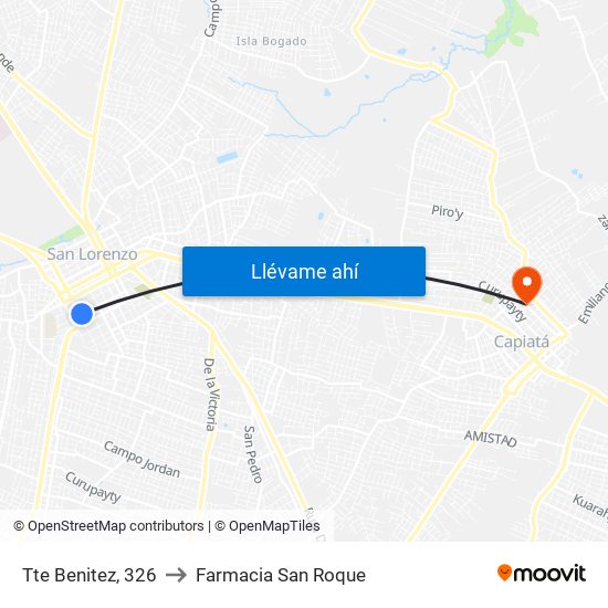 Tte Benitez, 326 to Farmacia San Roque map
