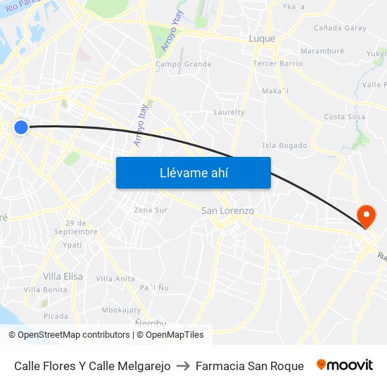 Calle Flores Y Calle Melgarejo to Farmacia San Roque map