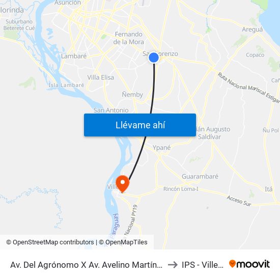 Av. Del Agrónomo X Av. Avelino Martínez to IPS - Villeta map