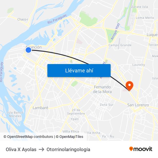 Oliva X Ayolas to Otorrinolaringología map