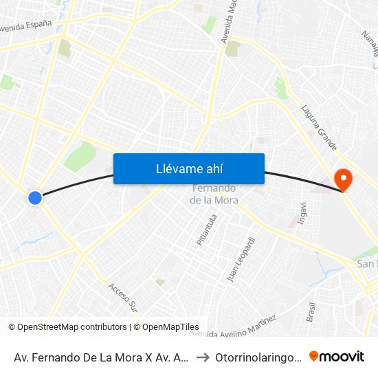 Av. Fernando De La Mora X Av. Argentina to Otorrinolaringología map