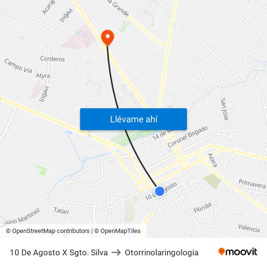 10 De Agosto X Sgto. Silva to Otorrinolaringología map