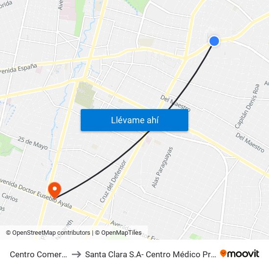 Centro Comercial to Santa Clara S.A- Centro Médico Privado map