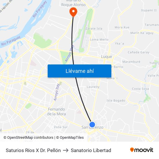 Saturios Ríos X Dr. Pellón to Sanatorio Libertad map