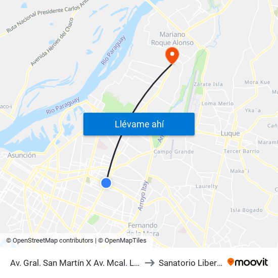 Av. Gral. San Martín X Av. Mcal. López to Sanatorio Libertad map