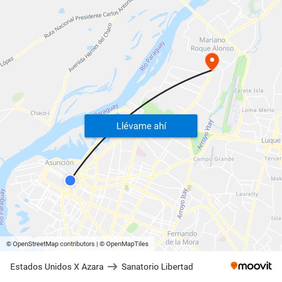 Estados Unidos X Azara to Sanatorio Libertad map