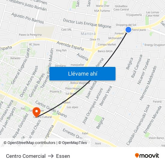 Centro Comercial to Essen map