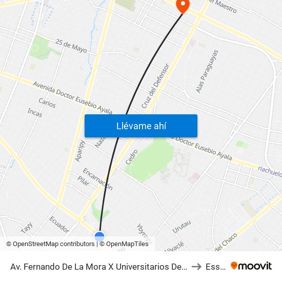 Av. Fernando De La Mora X Universitarios Del Chaco to Essen map