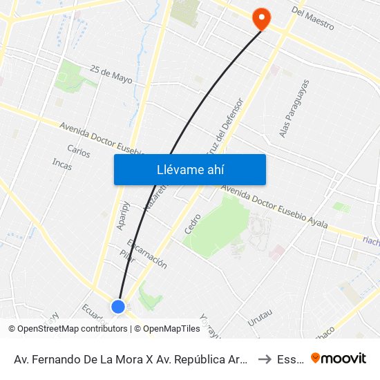 Av. Fernando De La Mora X Av. República Argentina to Essen map