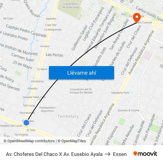 Av. Choferes Del Chaco X Av. Eusebio Ayala to Essen map