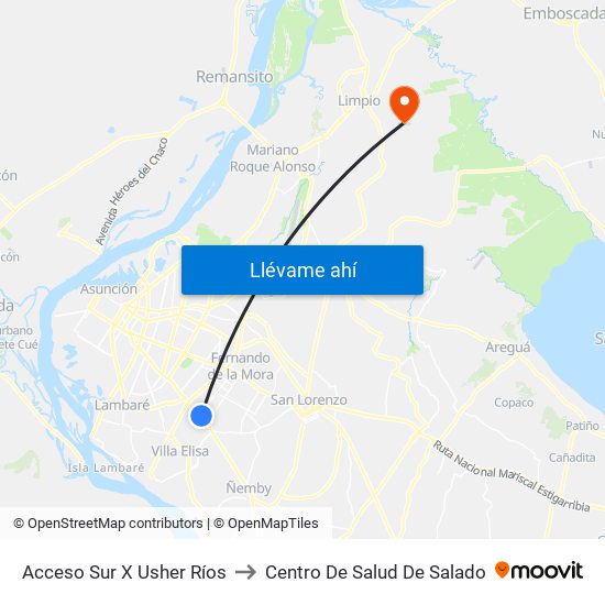 Acceso Sur X Usher Ríos to Centro De Salud De Salado map