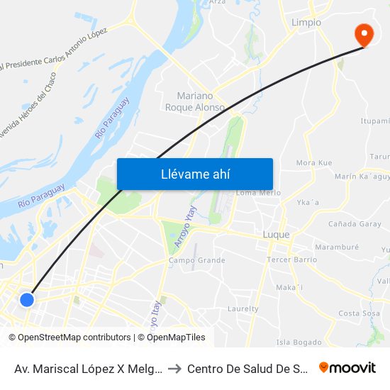 Av. Mariscal López X Melgarejo to Centro De Salud De Salado map
