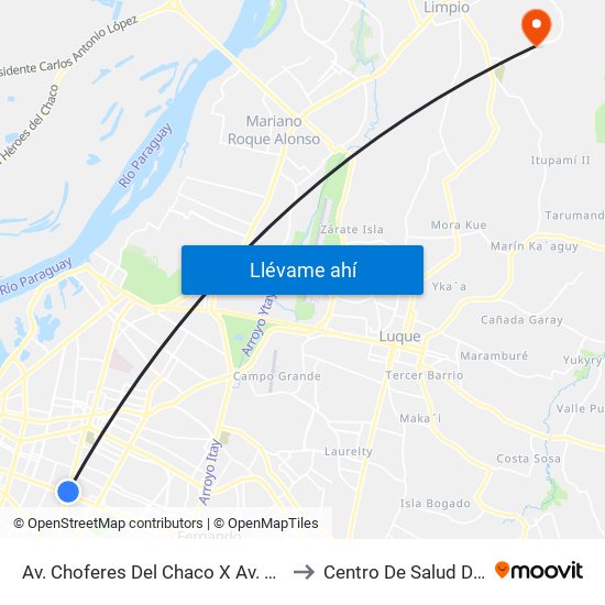 Av. Choferes Del Chaco X Av. Eusebio Ayala to Centro De Salud De Salado map