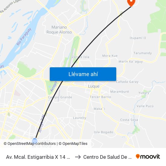 Av. Mcal. Estigarribia X 14 De Mayo to Centro De Salud De Salado map