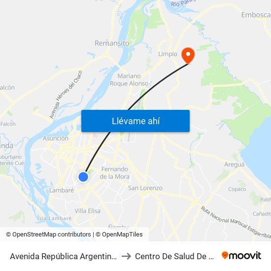Avenida República Argentina, 3016 to Centro De Salud De Salado map