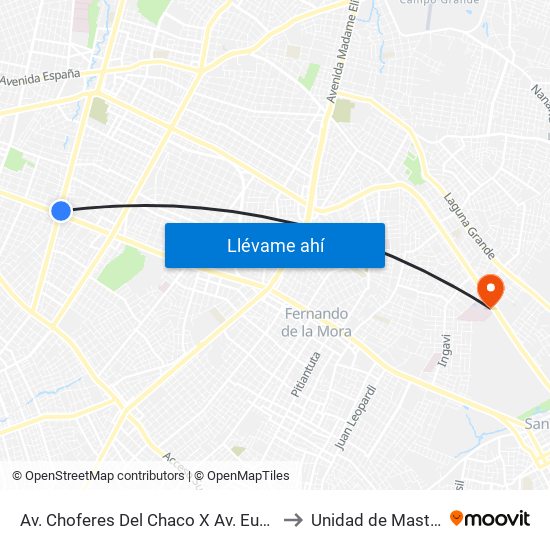 Av. Choferes Del Chaco X Av. Eusebio Ayala to Unidad de Mastologia map