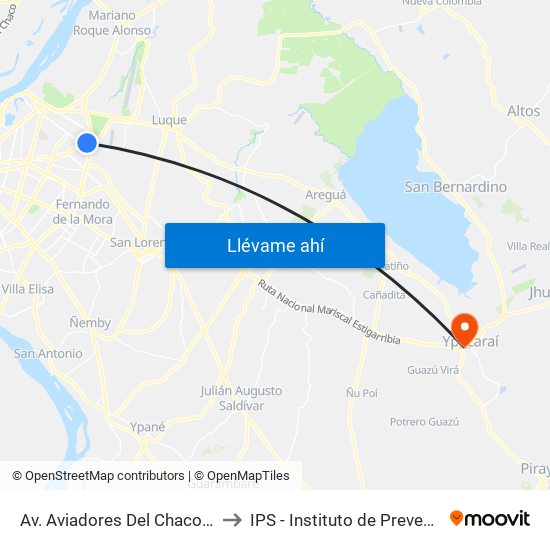 Av. Aviadores Del Chaco X Martínez to IPS - Instituto de Prevención Social map
