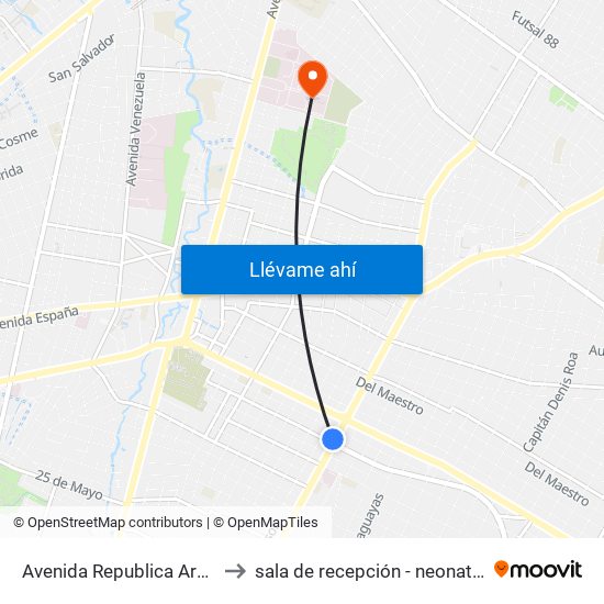 Avenida Republica Argentina, 201 to sala de recepción - neonatología HCIPS map
