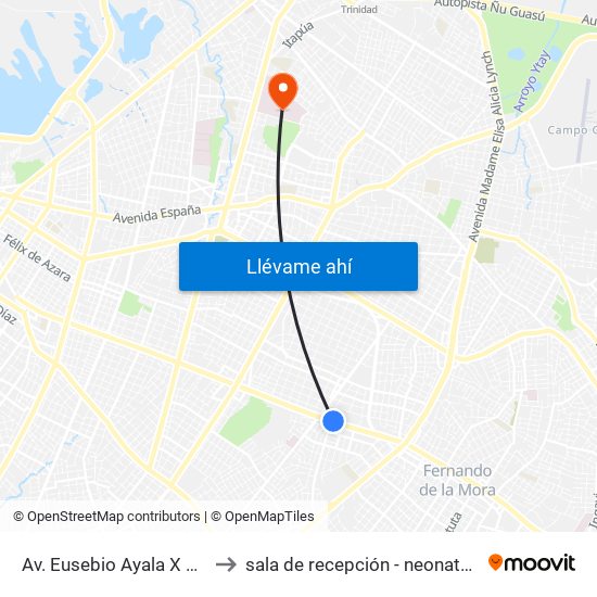 Av. Eusebio Ayala X Félix Lopéz to sala de recepción - neonatología HCIPS map