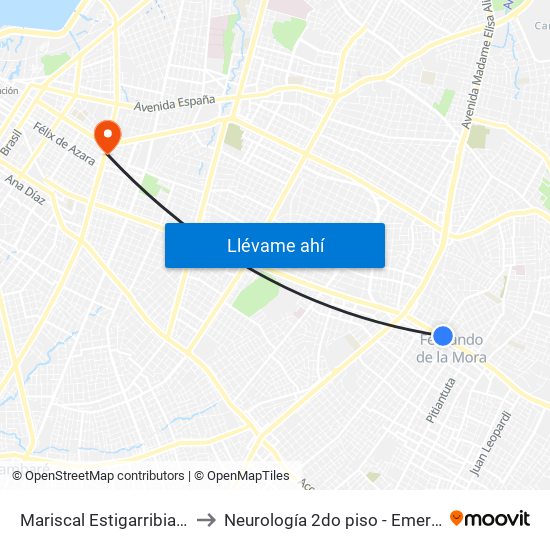 Mariscal Estigarribia X 10 De Julio to Neurología 2do piso - Emergencias Médicas map