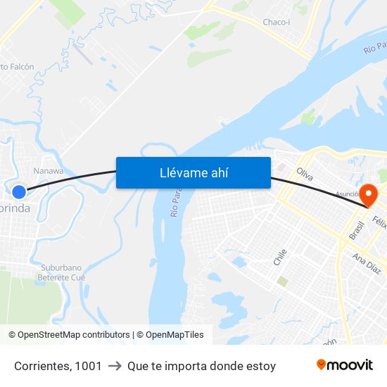 Corrientes, 1001 to Que te importa donde estoy map