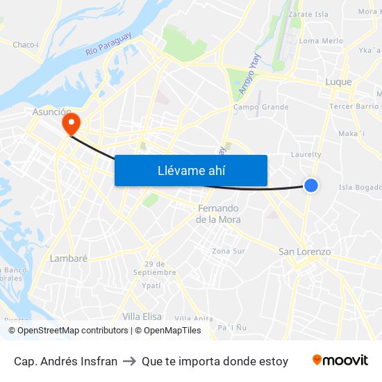 Cap. Andrés Insfran to Que te importa donde estoy map