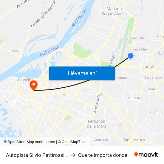 Autopista Silvio Pettirossi, 2060 to Que te importa donde estoy map