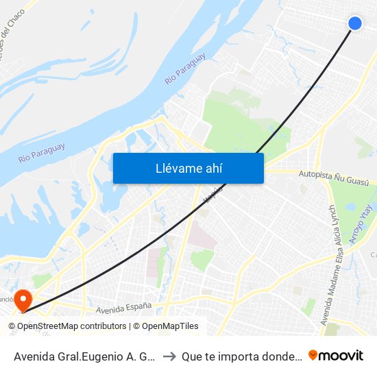 Avenida Gral.Eugenio A. Garay 01 to Que te importa donde estoy map