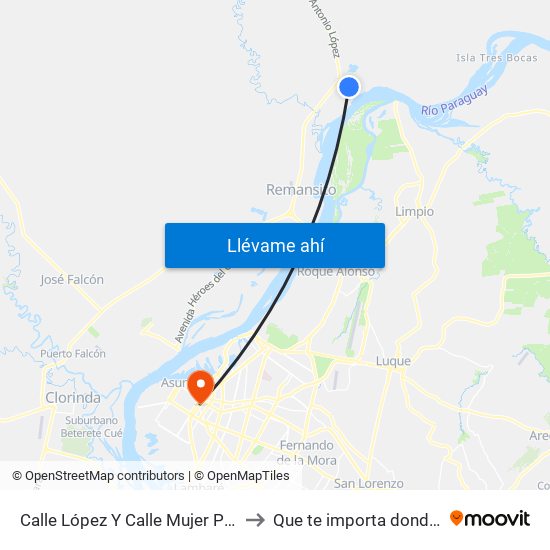 Calle López Y Calle Mujer Paraguaya to Que te importa donde estoy map