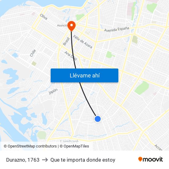 Durazno, 1763 to Que te importa donde estoy map