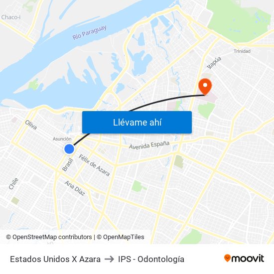 Estados Unidos X Azara to IPS - Odontología map