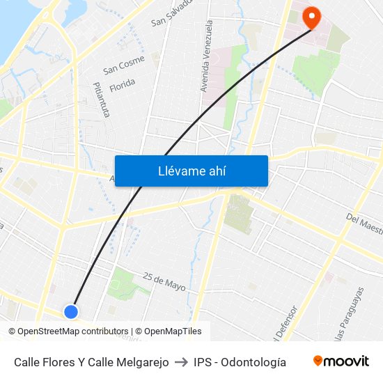 Calle Flores Y Calle Melgarejo to IPS - Odontología map