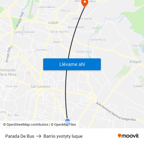 Parada De Bus to Barrio yvotyty luque map