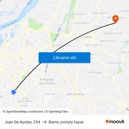 Juan De Ayolas, 254 to Barrio yvotyty luque map