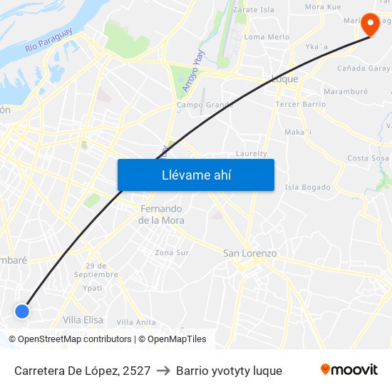 Carretera De López, 2527 to Barrio yvotyty luque map