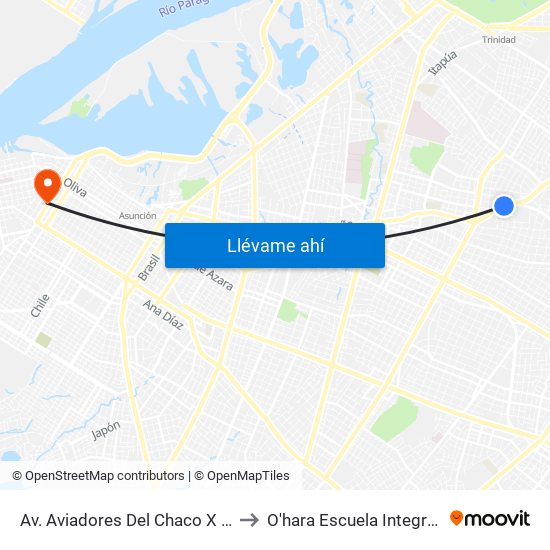 Av. Aviadores Del Chaco X Frutos De González to O'hara Escuela Integral Gastronómica map