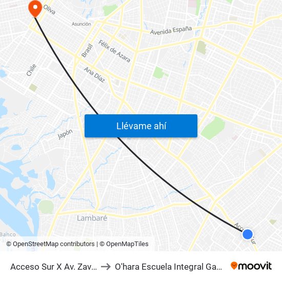 Acceso Sur X Av. Zavalas Cué to O'hara Escuela Integral Gastronómica map