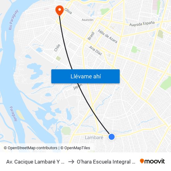 Av. Cacique Lambaré Y Calle Escobar to O'hara Escuela Integral Gastronómica map