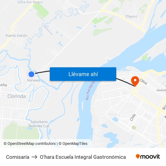 Comisaría to O'hara Escuela Integral Gastronómica map
