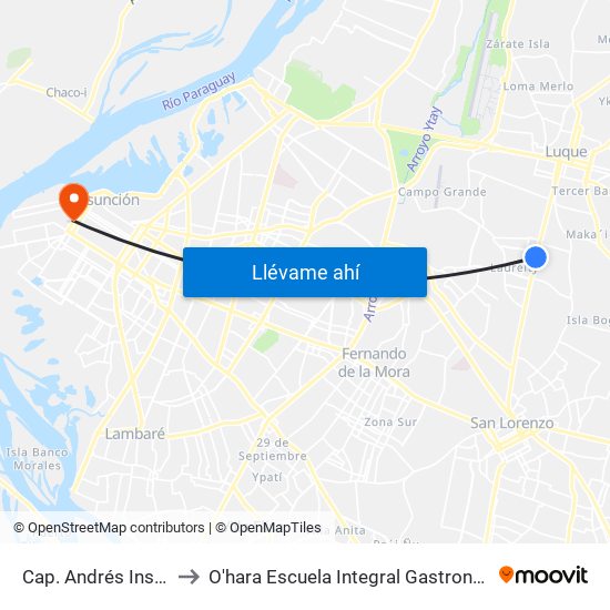 Cap. Andrés Insfran to O'hara Escuela Integral Gastronómica map